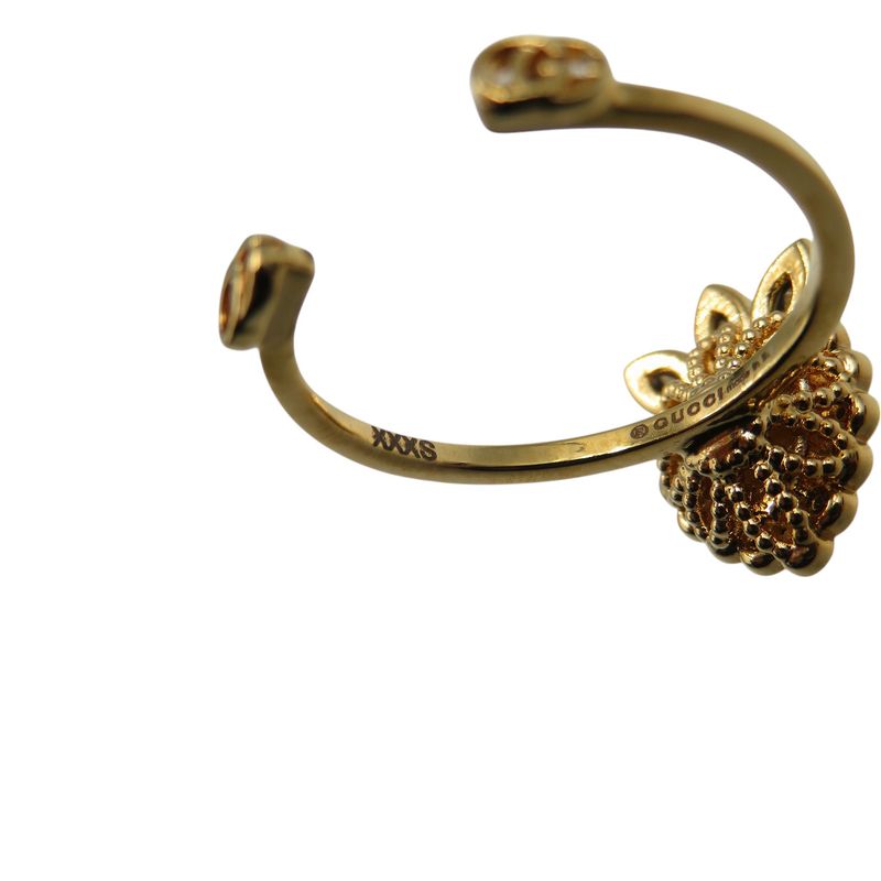Gucci Crystal Heart 3 Strands GP Gold Red Blue Ring 1210 — view 5