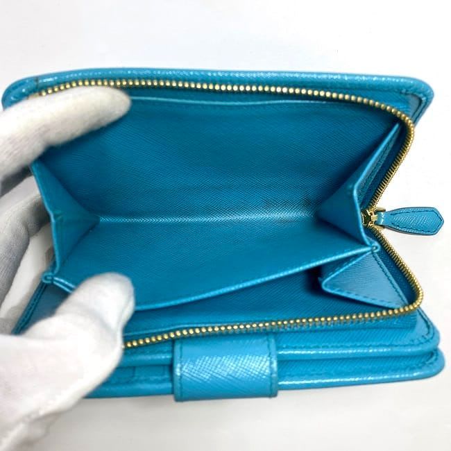 Prada Bifold Wallet Light Blue Saffiano — view 9