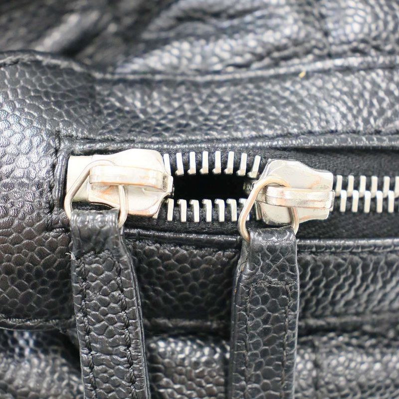 Chanel Quilted Caviar Leather Mini Boston Bag Black — view 9