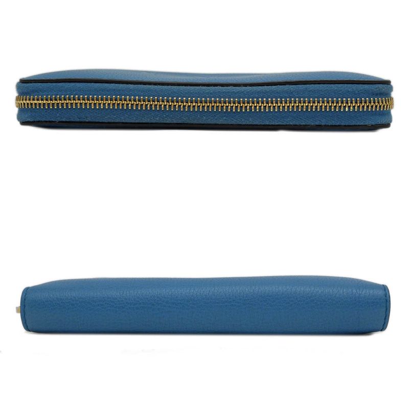 Gucci Logo Zip Around Wallet Blue Long Leather — view 4