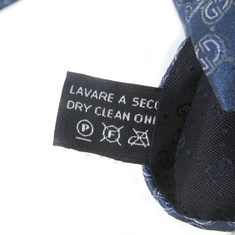 Gucci 100% Silk GG Logo All-over Pattern Cles Str Wide Tie Light Blue — view 8