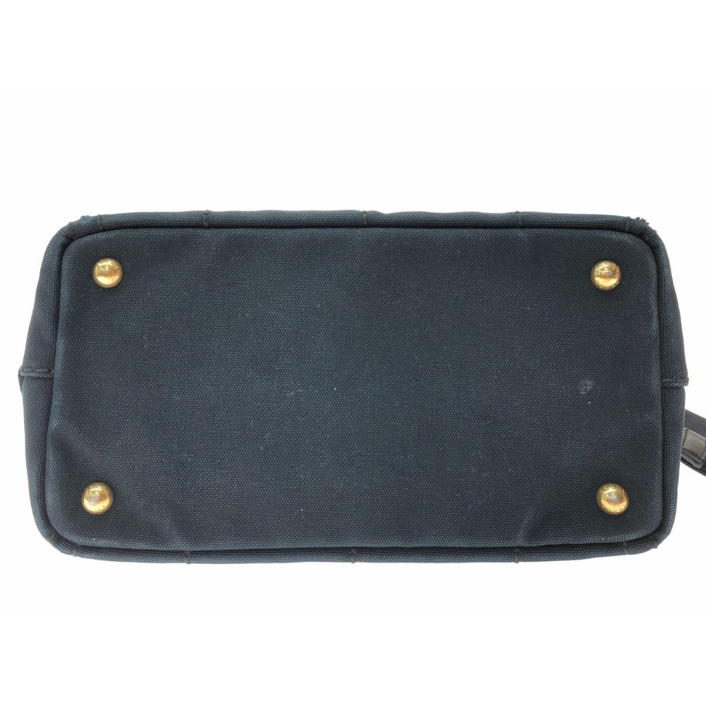 Prada Tote Bag Canapa Canvas with Strap Shoulder Navy — view 4