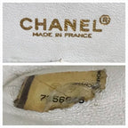 Chanel CC Logo Turnlock Lambskin Double Flap Chain Shoulder Bag White — view 9