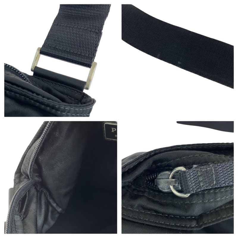 Prada Tessuto Triangle Logo Plate Black Silver Hardware Nylon Shoulder Bag — view 6