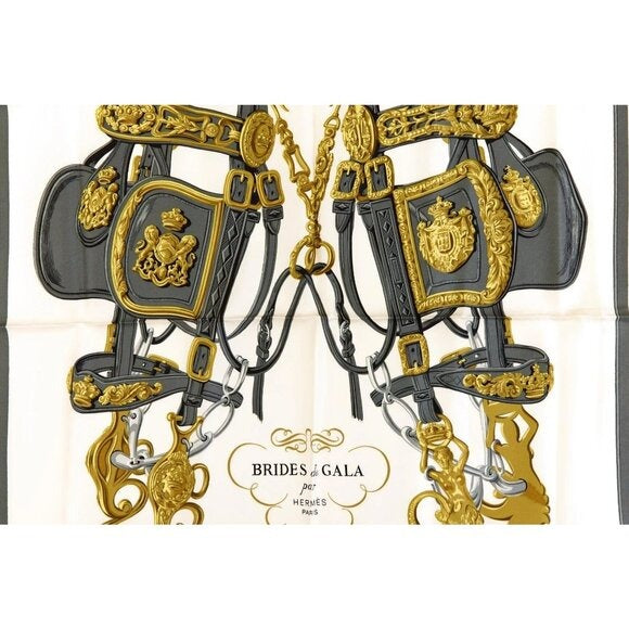 Hermes Silk Scarf Carre 90 Brides de GALA by Hugo Grygkar Pink White — view 2