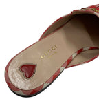 Gucci Prince Town Flat Shoes Fabric Red White Gold Mule Slipper Sandals Check — view 7