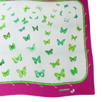 Hermes Shawl Pareo Cotton Purple White Green Butterfly Large Scarf — view 2