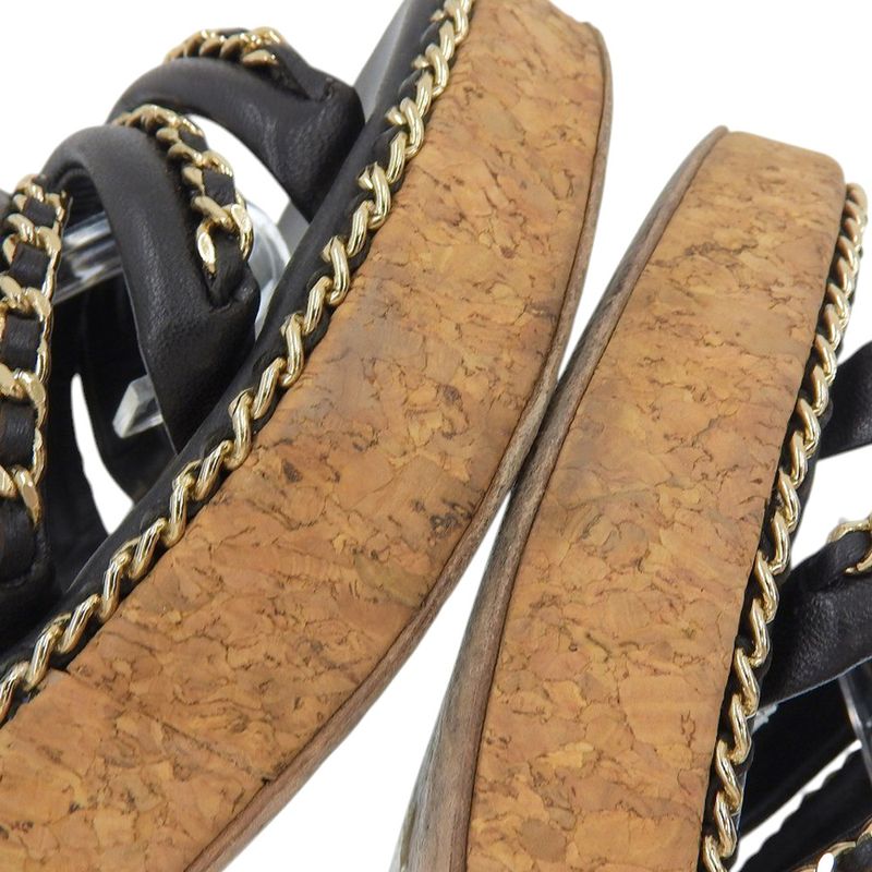 Chanel Leather Coco Mark Chain Strap Sandals 35 C — view 5
