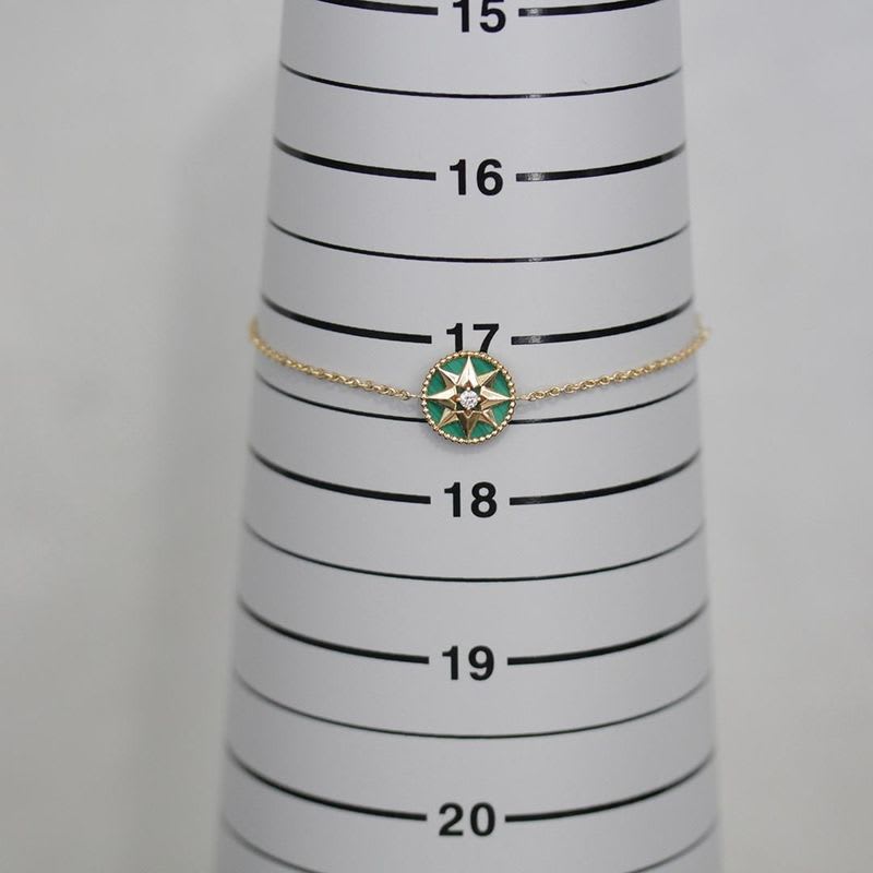Dior Rose Devan Diamond Leather AU 750 18K Yellow Gold Green E1069 — view 6