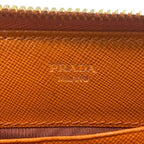 Prada Round Zipper Long Wallet Orange 1 Ml506 Saffiano — view 9