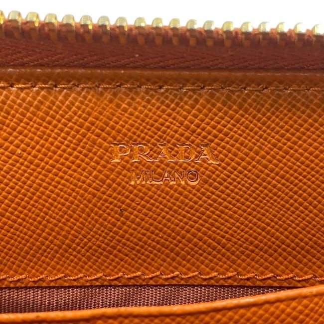 Prada Round Zipper Long Wallet Orange 1 Ml506 Saffiano — view 9