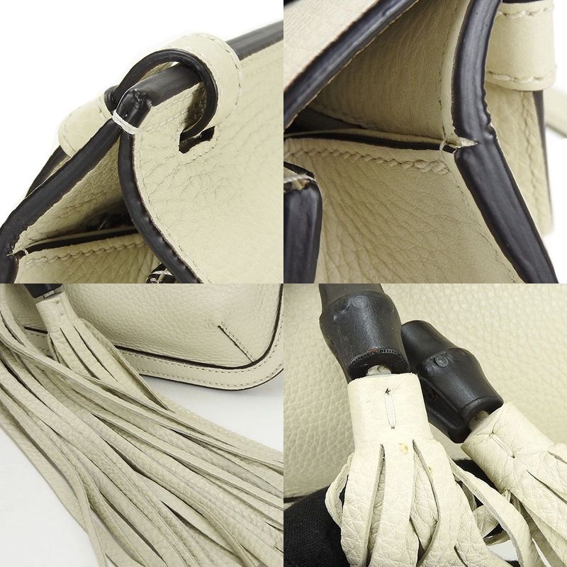Gucci Shoulder Bag Bamboo Daily Leather Ivory Simple Usual Women — view 4