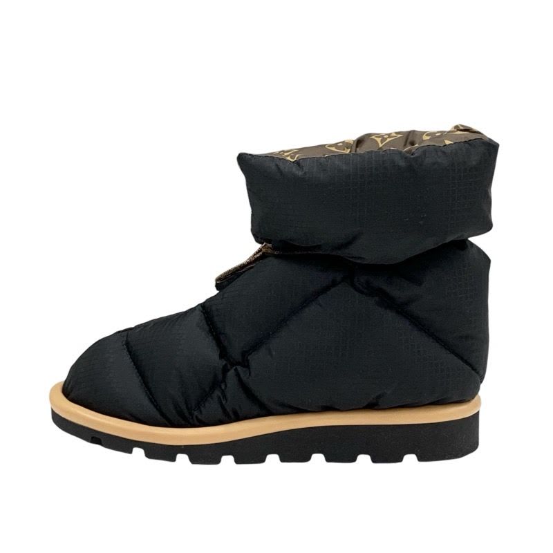 Louis Vuitton Pillow Line Monogram Boots Short Shoes Nylon Black Brown — view 3