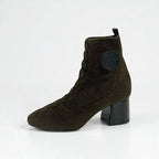 Hermes Volver Boots Short Shoes Fabric Leather Khaki Exlibris Knit — view 3