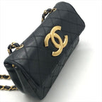 Chanel Big CC Logo Bicolor Push Lock Mini Quilted Chain Shoulder Bag Black — view 2