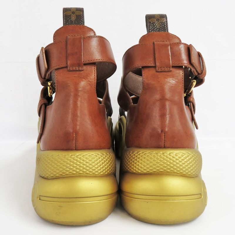 Louis Vuitton Sandals Akrite Monogram Brown Gold 36 — view 3