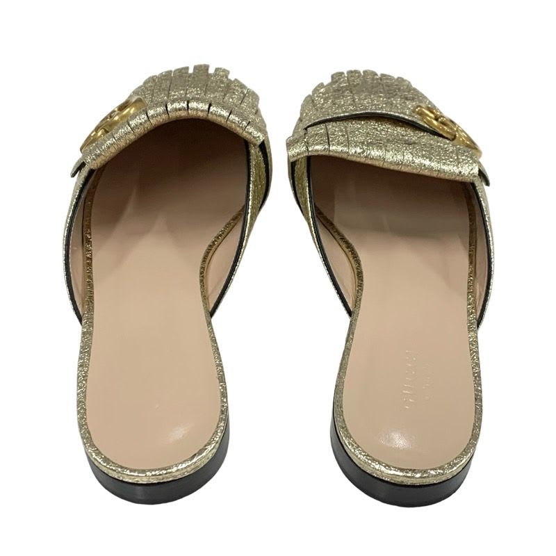 Gucci Double G GG Marmont Sandals Mules Slippers Shoes Fringe Leather — view 5