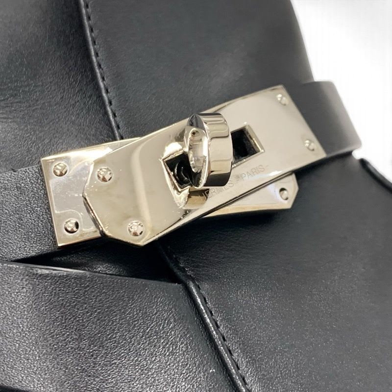 Hermes Frenchie Boots Short Shoes Leather Black Silver Kelly Hardware — view 9