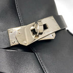 Hermes Frenchie Boots Short Shoes Leather Black Silver Kelly Hardware — view 9