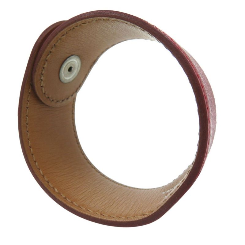 Hermes Medor Bangle Leather Metal Red Engraved D 0564 — view 9