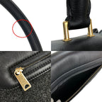 Celine Handbag Trapeze Leather Wool Black Gray — view 4