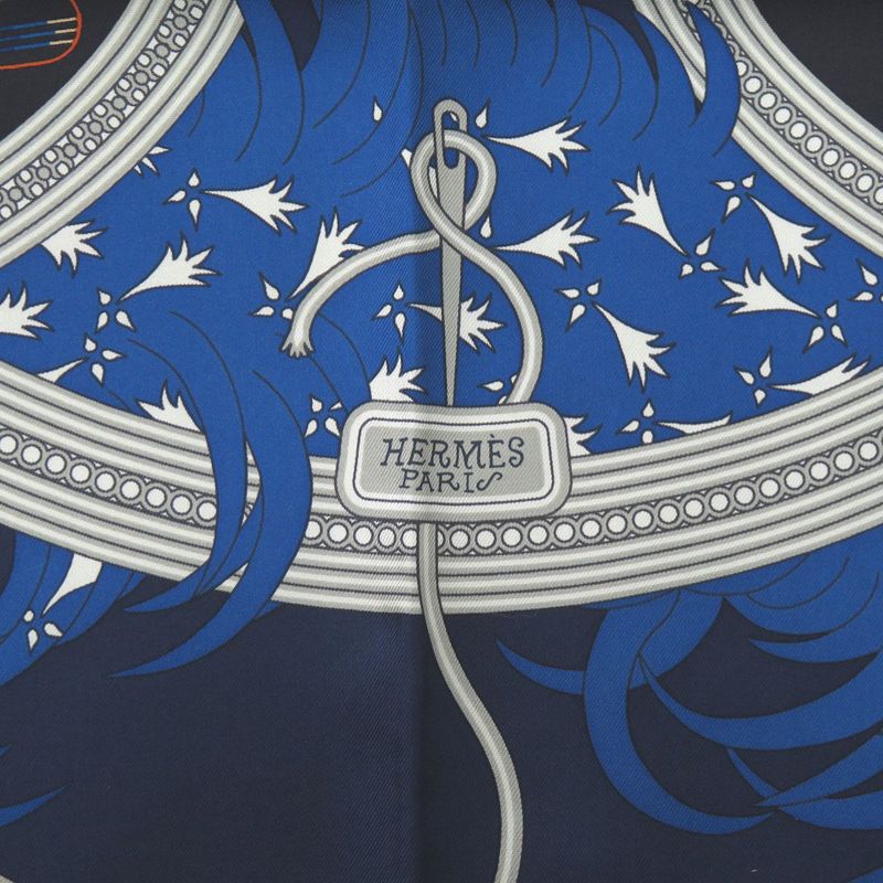Hermes Carre 90 Legende Brodee Embroidered Legend Silk Blue Scarf 0227 — view 6