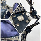Fendi Mamma Zucca Bucket Baguette Navy Tan Flap Bag Purse Tote FF — view 7