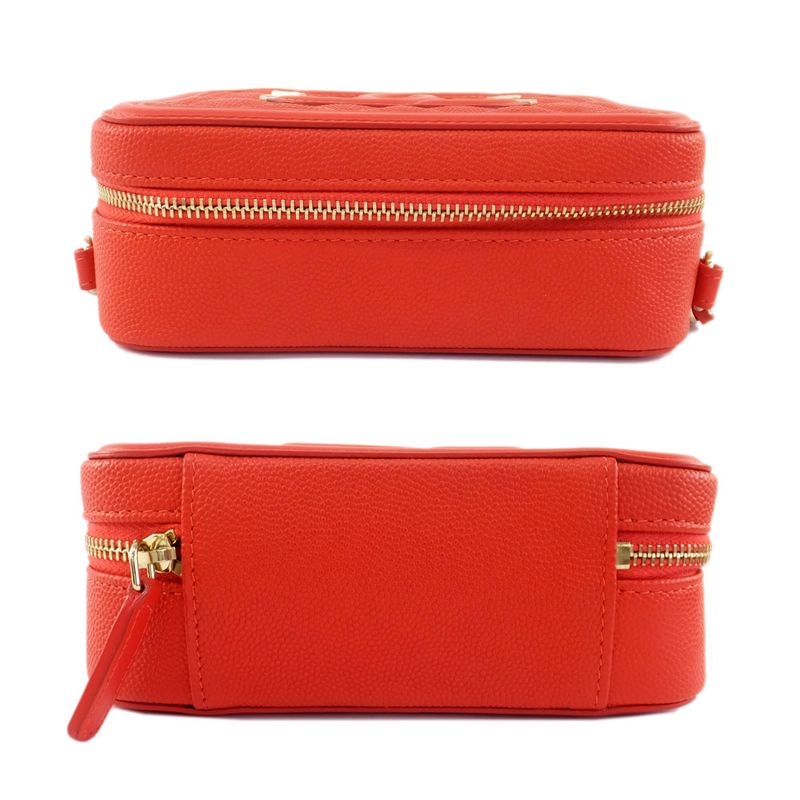 Chanel CC Filigree-mini Chain Shoulder Bag Red Caviar Leather — view 4