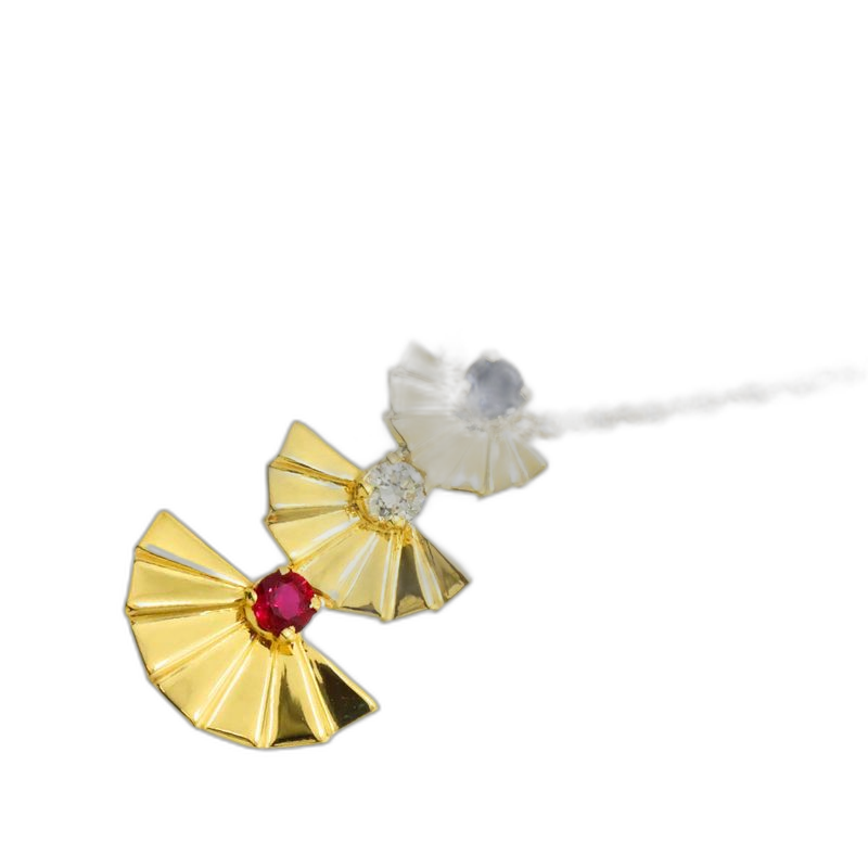 Dior Diamond Ruby Saffiano Necklace 18K YG Yellow Gold