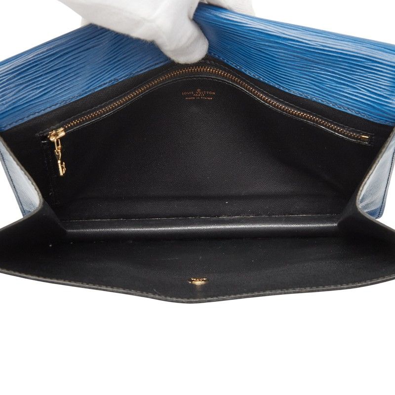 Louis Vuitton Epi Montaigne 27 Second Bag Clutch Toledo Blue Leather — view 8