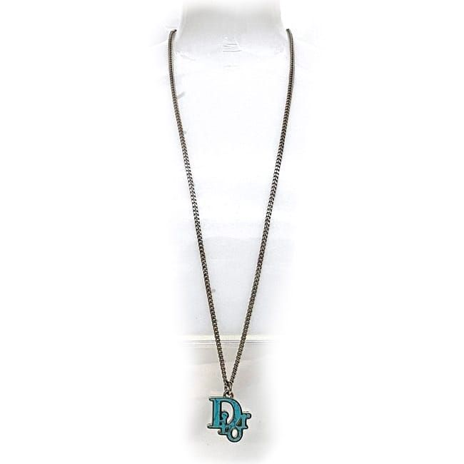 Christian Dior Long Necklace Silver Light Blue — view 3