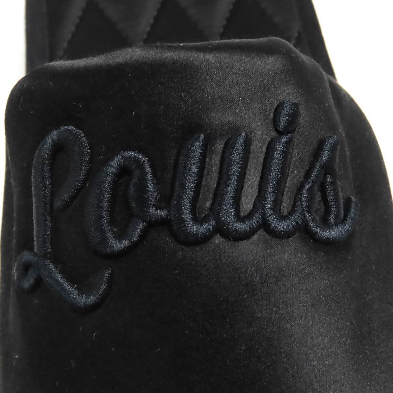 Louis Vuitton Sweet Line Logo Embroidery Satin Slippers Room Shoes Black — view 8