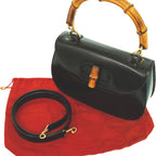 Gucci Bamboo Shoulder Hand Bag Leather Black With Strap 1294 — view 8