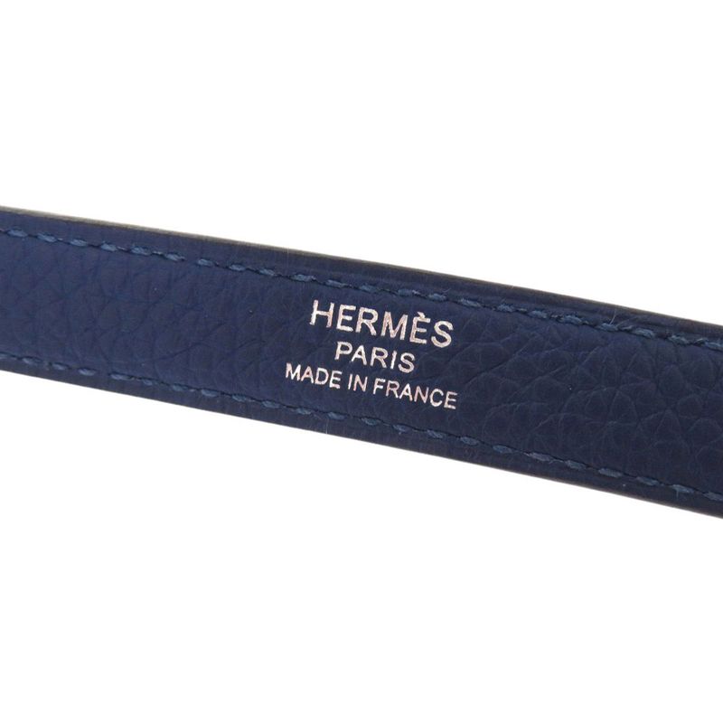 Hermes Kelly Strap Taurillon Cles Mance Silver Hardware Deep Blue — view 3