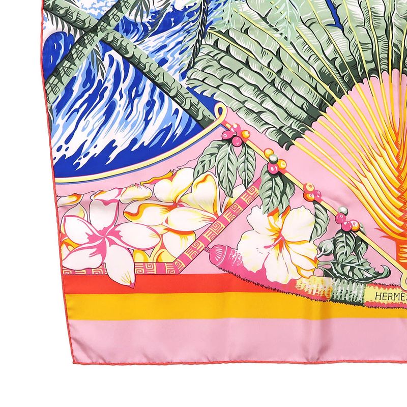 Hermes Rectangle Aloha Pink 100% Silk Scarf Large Accessory — view 7