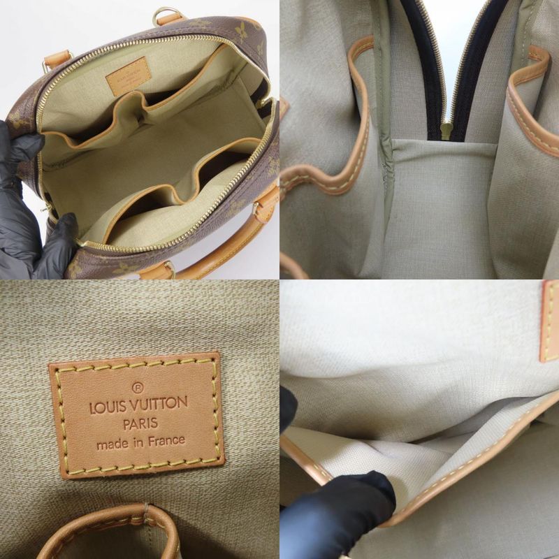 Louis Vuitton Handbag Trouville Monogram Nubuck Brown Gold Hardware — view 7