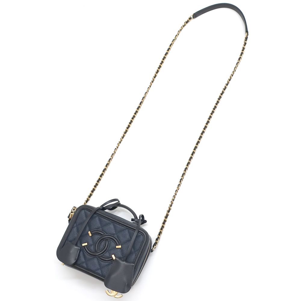 Chanel CC Filigree Vanity Chain Shoulder Bag Navy — view 6