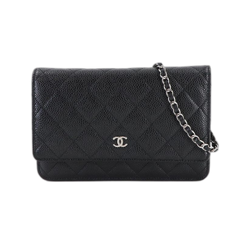 Chanel Quilted Classic Chain Wallet Caviar Leather Main Item: Black
