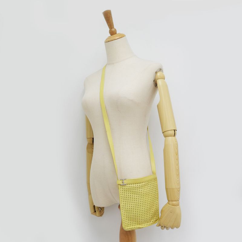 Hermes Tudu Punching Pochette Yellow Silver Hardware Shoulder Bag — view 9