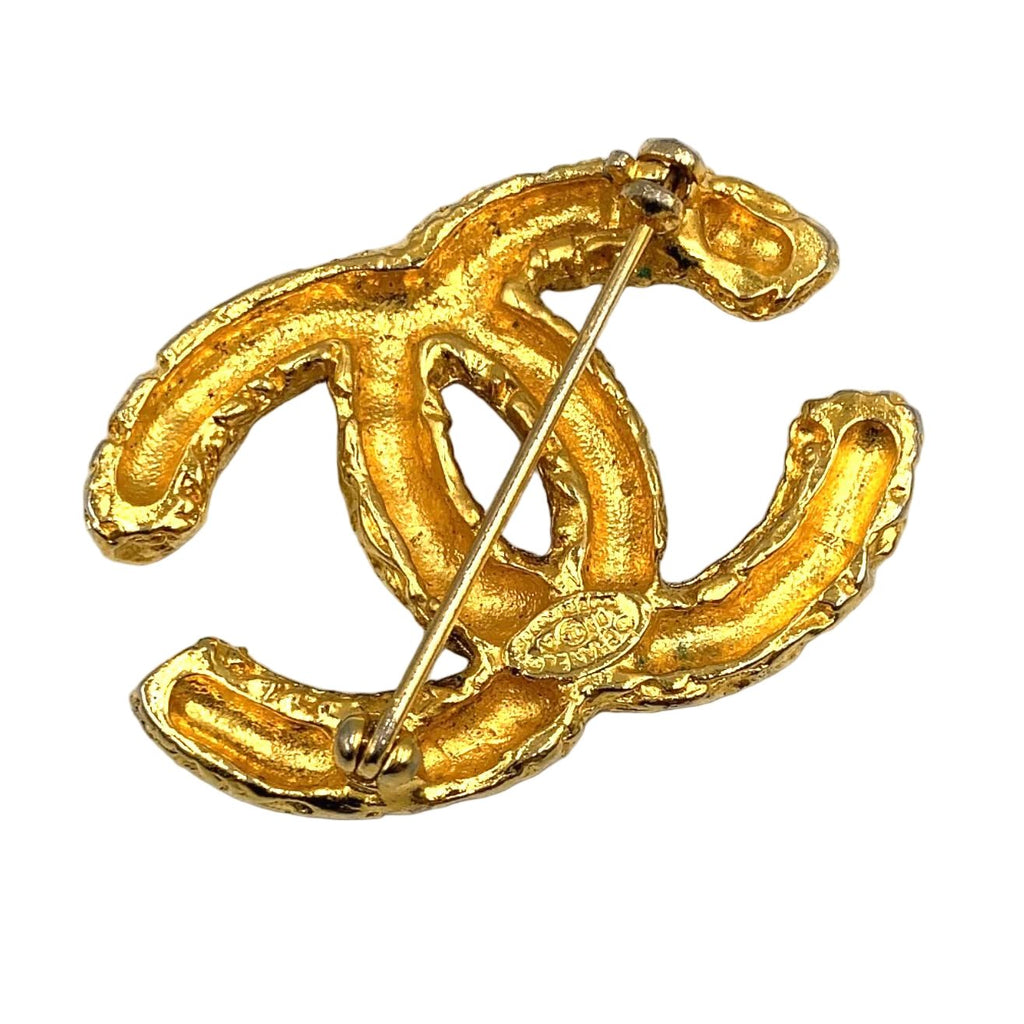 Chanel CC Logo Gold Plated Brooch — view 2