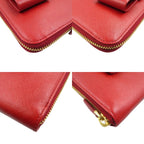Prada Ribbon 1 M0506 Saffiano Leather Gold Hardware Red Round Zipper Long Wallet — view 7