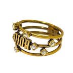 Christian Dior Ja Ring Double Finger Logo GP Rhinestone Gold 9 Size — view 9
