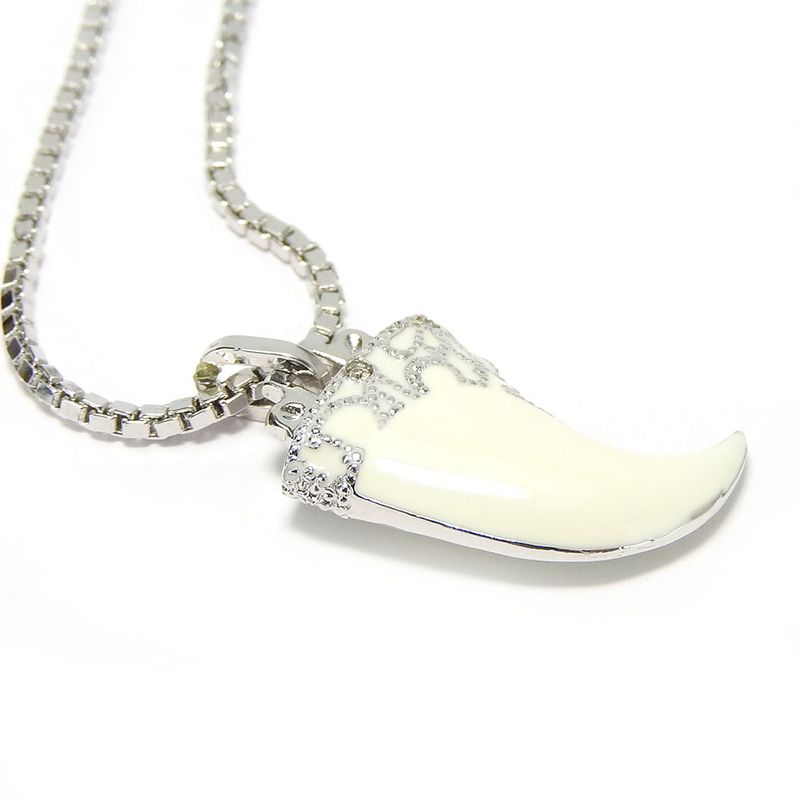 Christian Dior Necklace Metal Silver Hardware Fang Motif Plated Accessory — view 3