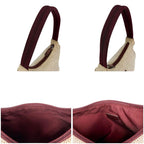 Prada Accessory Pouch Mini Handbag Ivory Wine Red Canvas — view 5