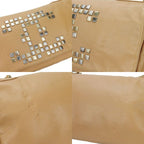 Chanel Shoulder Bag Chain Leather Beige Studded — view 6