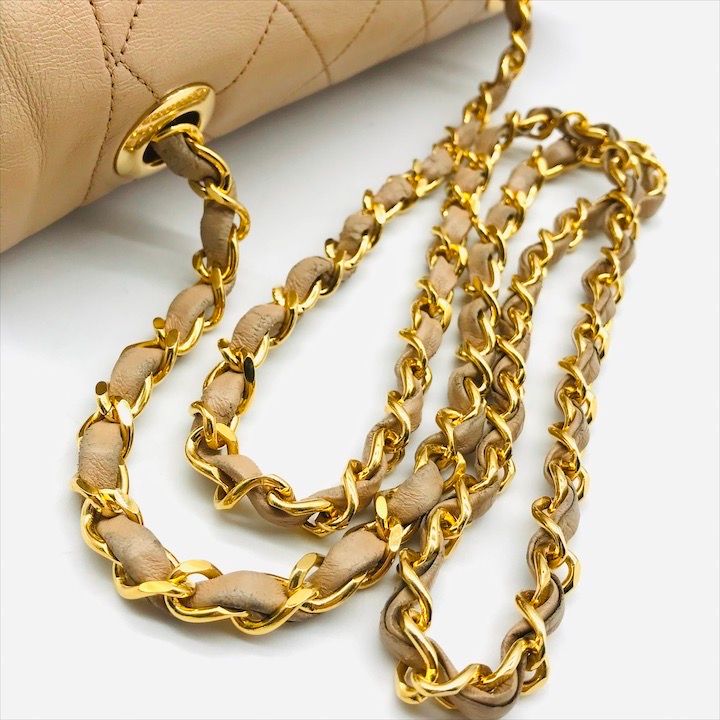 Chanel Diana Quilted Lambskin CC Logo Shoulder Bag Beige — view 6