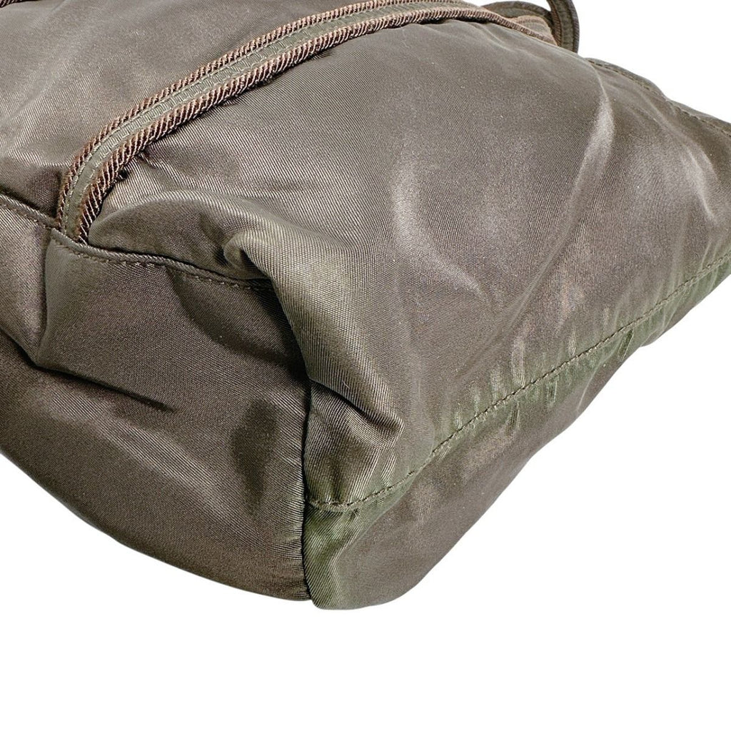 Prada Br0977 Logo Embroidered Tote Khaki — view 7
