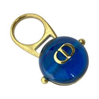 Christian Dior Sorbet Ring Tribal Ball Jewelry Logo GP Metal Resin Gold Blue — view 3