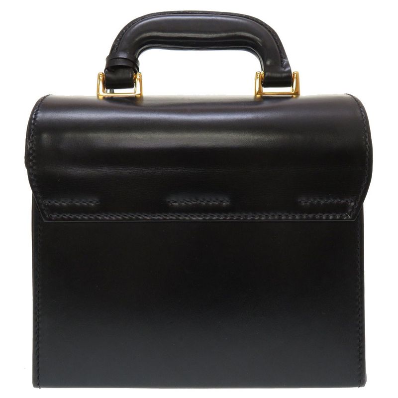 Gucci Lady Lock Leather Black Gold Hardware 000 01 0246 Vanity Bag Handbag — view 2