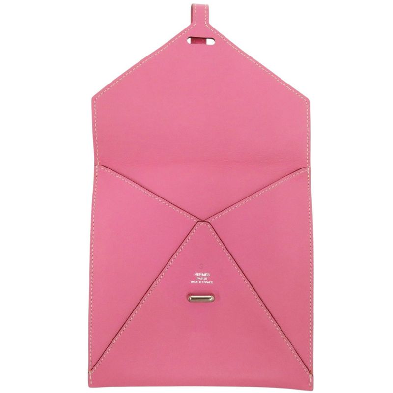 Hermes Pochette Bianca Leather Silver Hardware Pink Pouch 1083 — view 5